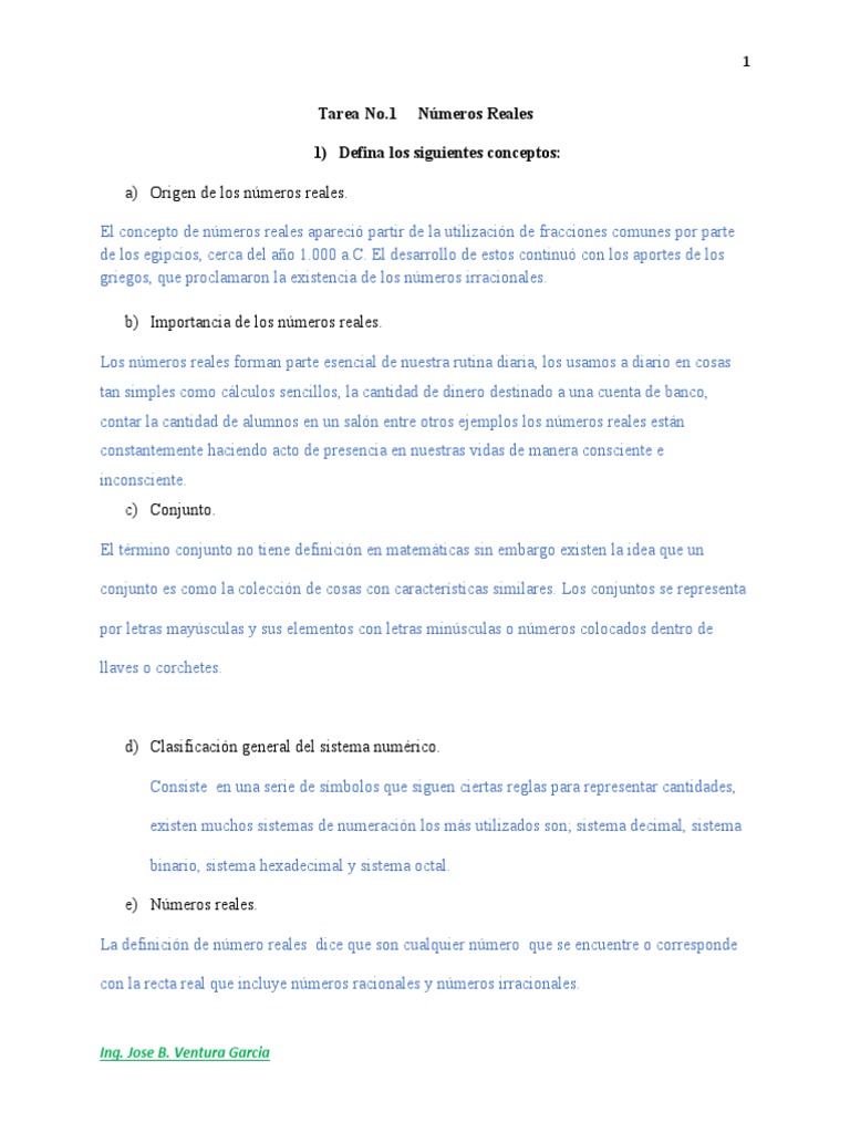 Tarea No 1 Math 014 N Reales | PDF | Números | Número Real