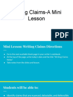 Writing Claims-A Mini Lesson