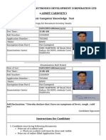 Haryana State Electronics Development Corporation LTD E-Admit Card (Setc) Basic Computer Knowledge Test
