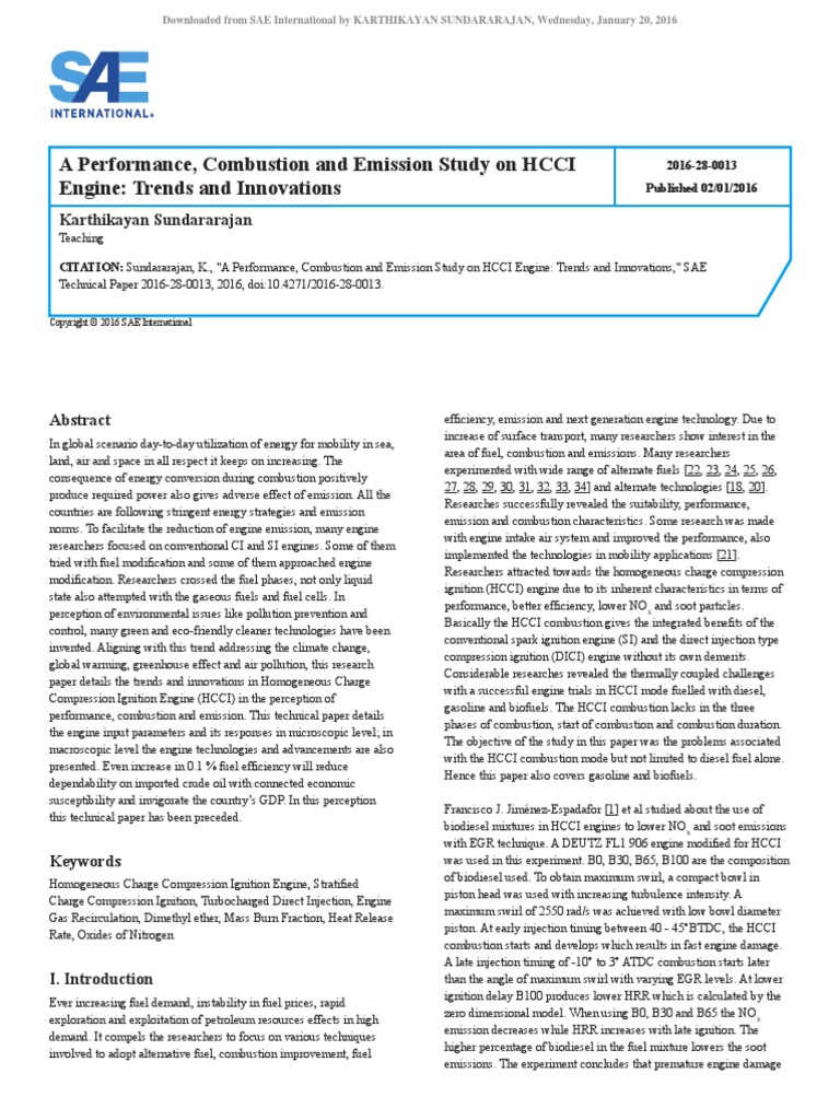 A Performance Combustion and Emission ST | PDF | Diesel Engine | Combustion