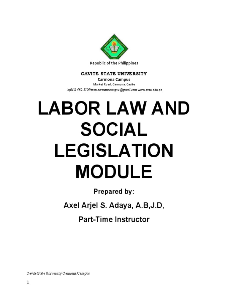 Module On Labor Law Adaya A A 2nd Semester 2020 2021 Pdf