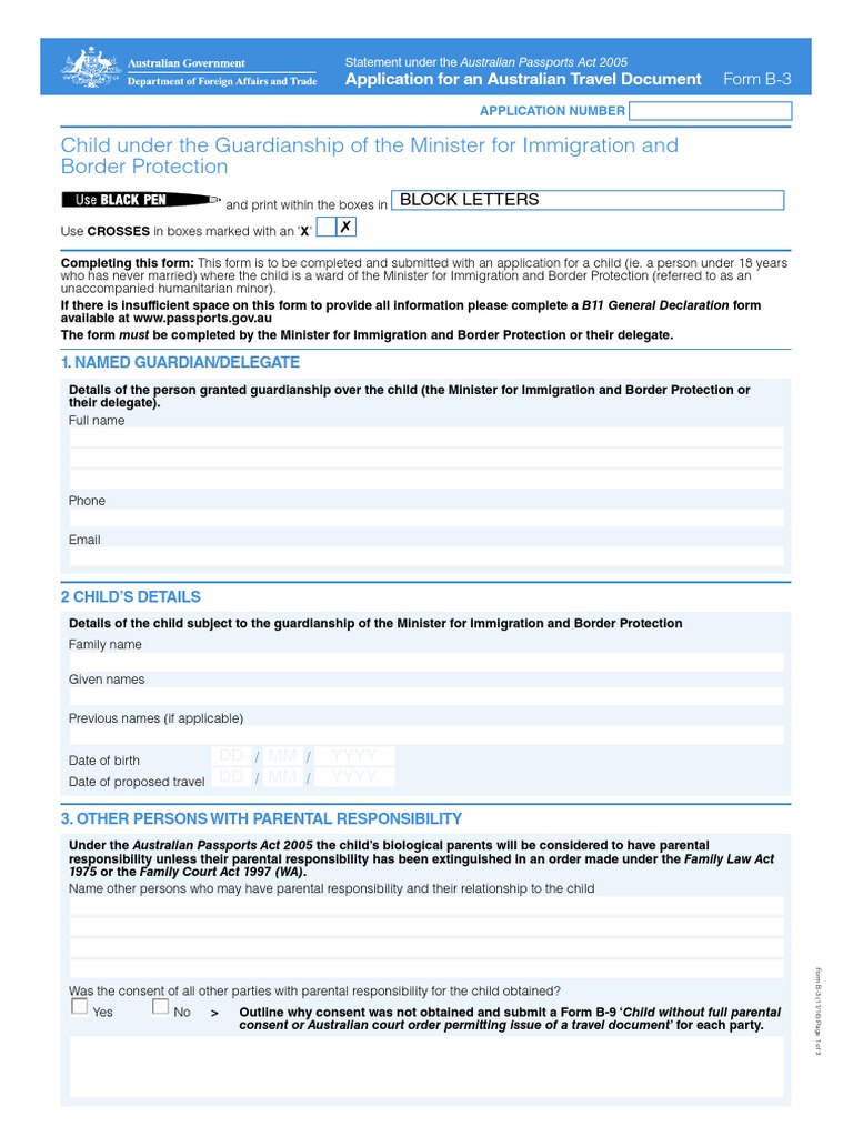 Child Under Guardianship Passport Application Australia PDF Legal