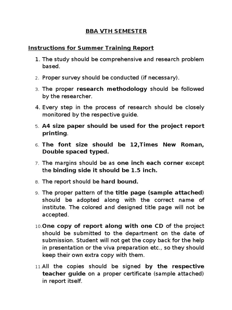 STR Guidelines For Bba Students PDF Master Of Business Administration Business