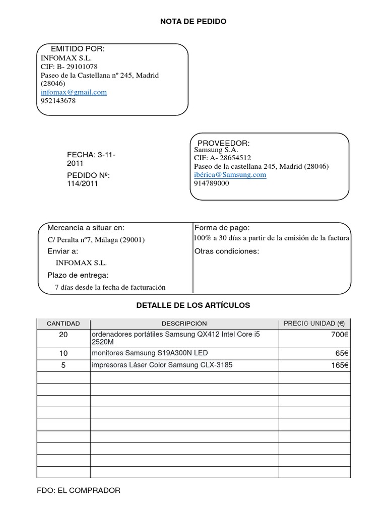 Nota de Pedido | PDF | Business