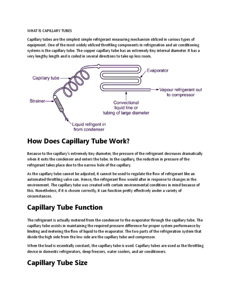 What Is Capillary Tubes PDF Refrigerator Thermodynamics