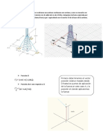 Sistema fuerza-par equivalente para una antena sostenida por 3 cables