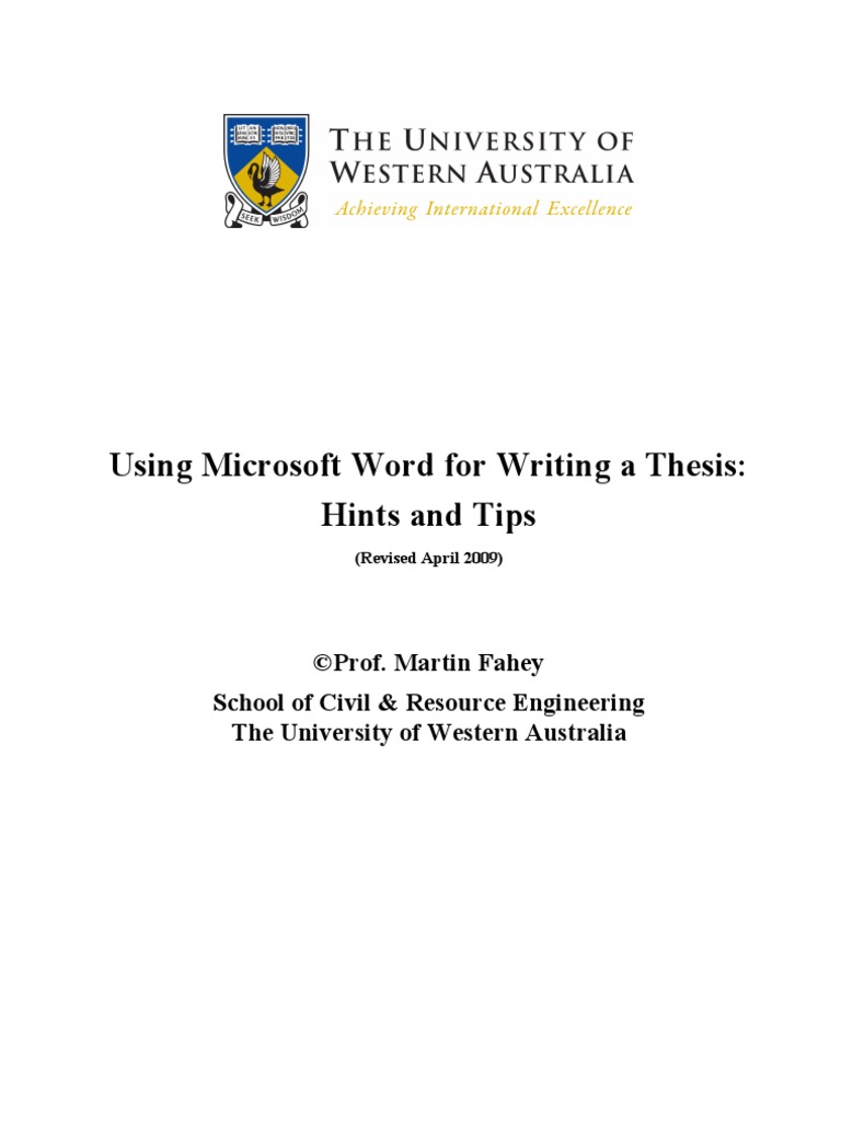thesis writing in ms word
