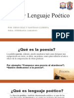 Poesía y Lenguaje Poético: Por: Diego Díaz Y Santiago Llerena Para: Stephania Camargo
