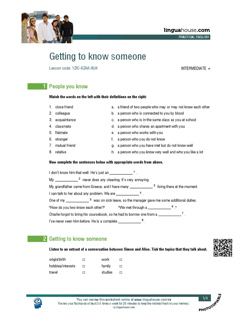 Getting to Know Someone: English Lesson | PDF | Memory | Cognition