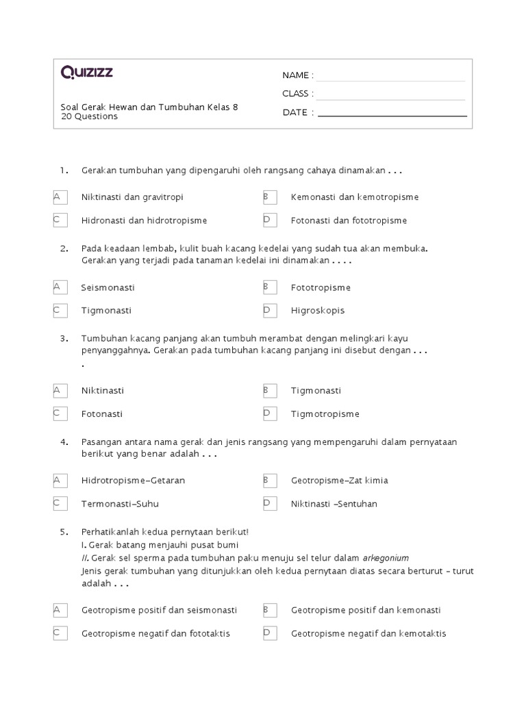 Mengasah Pemahaman: Latihan Soal Kelas 4 Tema 1 Organ Gerak Hewan dan Tumbuhan