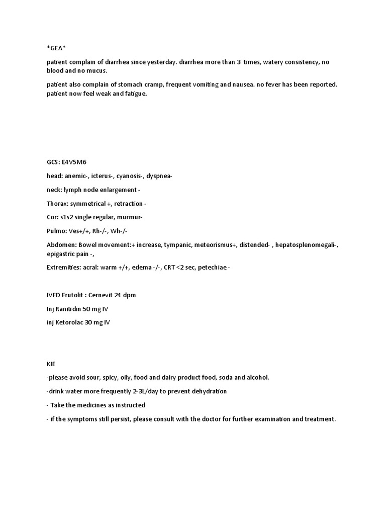 Diarrhea, vomiting and weakness PDF Wound Ear