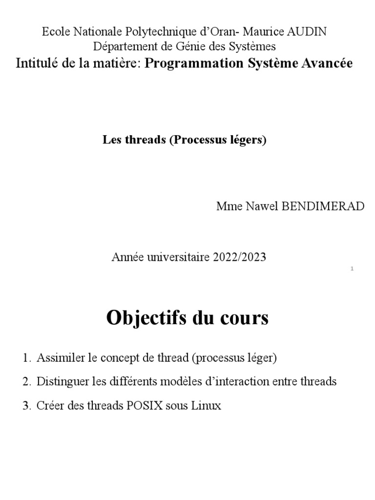 Introduction aux Threads Informatiques | PDF | Thread (informatique ...
