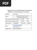 Application Form For Intended Members of International Federation of Young Entrepreneurs Associations