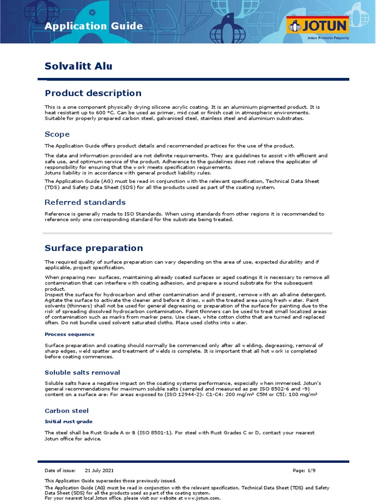 Application Guide Jotun Solvalitt Alu Download Free PDF Abrasive