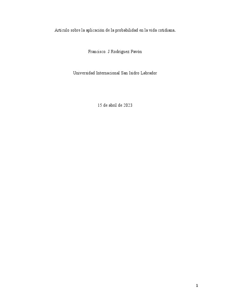 Aplicaciones de la Probabilidad Cotidiana | PDF | Probabilidad ...