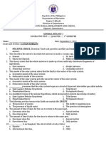 Earth and Life Science - Earth Science Q1 Summative Test 1