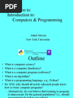 Introduction To: Introduction To: Computers & Programming: Adam Meyers New York University