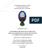 Mantenimiento Preventivo de Los Sistemas de Lubricación, Refrigeración Y Reparación de Motor C7 Caterpillar en Maquinaria Pesada