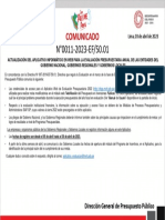 Comunicado - 0011 - 2023EF5001 - Evaluación Presupuestaria 2022