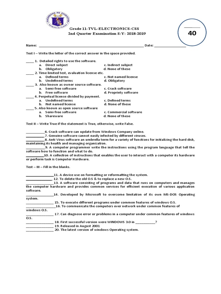 Grade 11 ICT 1st Semester Exam Guide | PDF