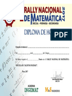 Diploma I Rally Nacional de Matemática