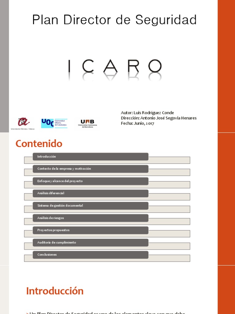 Plan Director de Seguridad en Ícaro S.A. | PDF | Seguridad de ...
