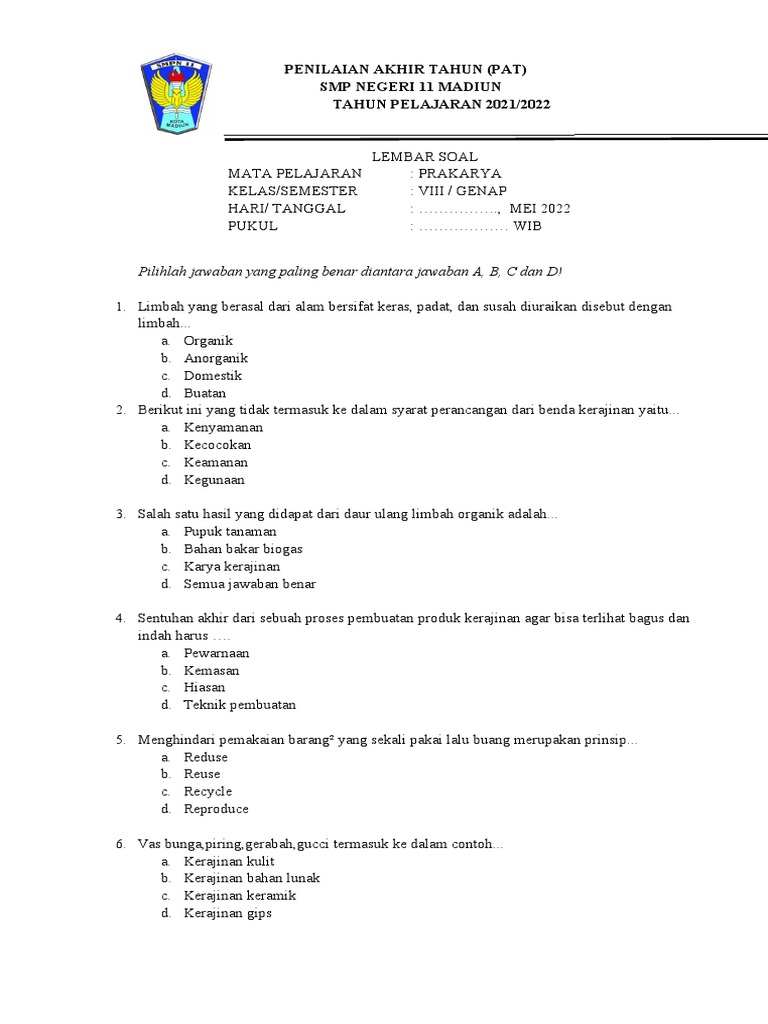 Pat kelas 8 offline mei 2022 pdf
