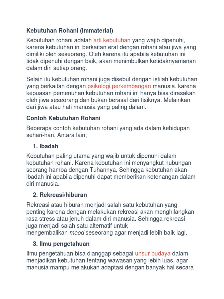 Contoh Kebutuhan Rohani Manusia | PDF | Pengembangan Diri