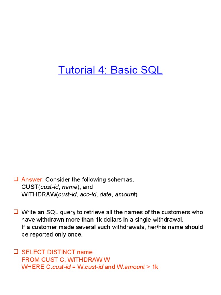 Tutorial 4: Basic SQL | PDF | Data Management Software | Data Management