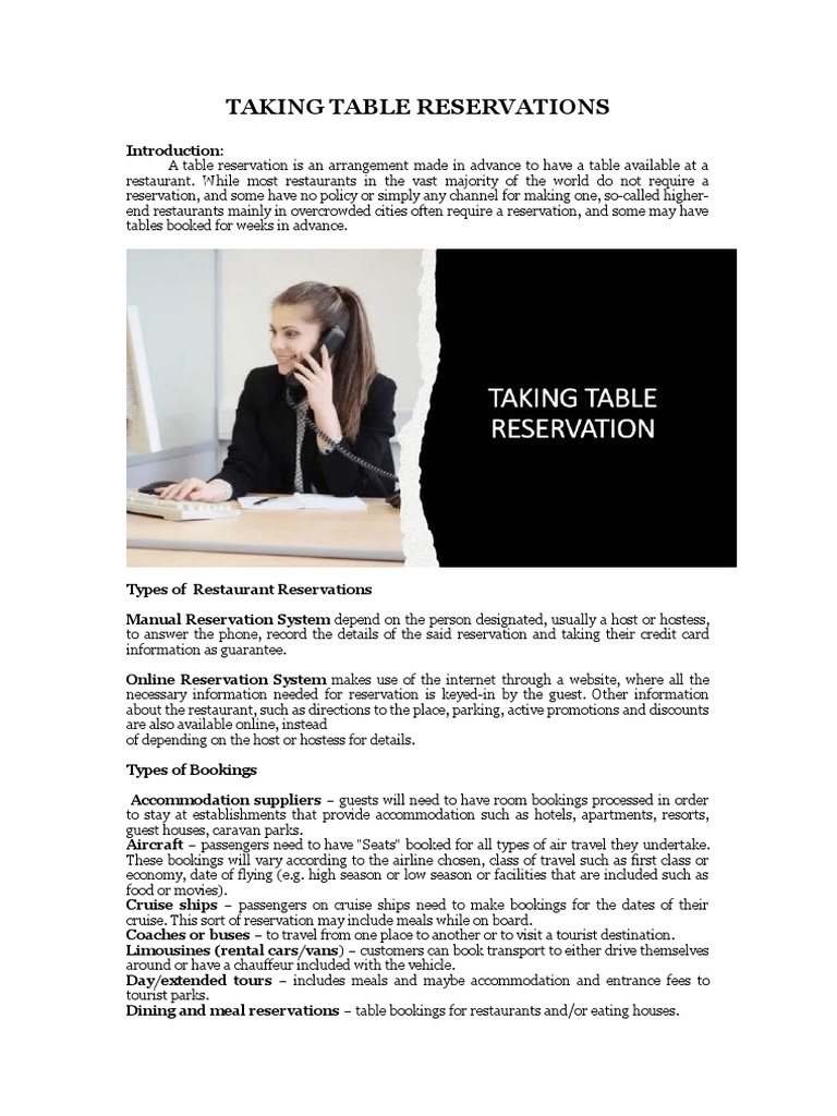 Effective Table Reservation Techniques | PDF | Hotel | Restaurants