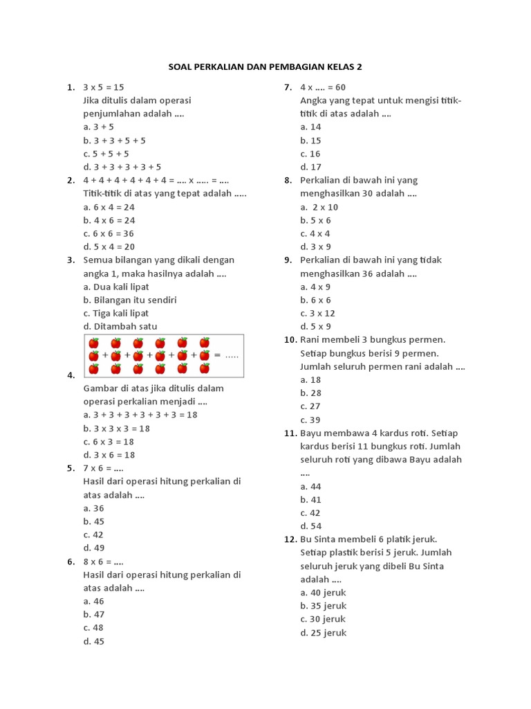 Soal Perkalian Dan Pembagian Kelas 2 Pdf