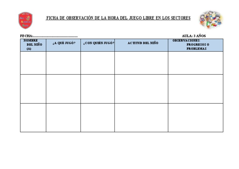Ficha de Observación de La Hora Del Juego Libre en Los Sectores | PDF