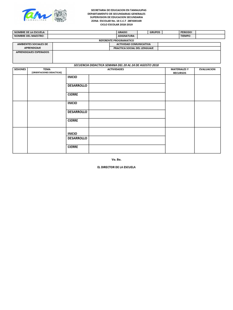 Plan de Clases en Blanco | PDF