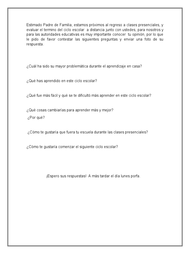 Expectativas para el Nuevo Ciclo Escolar | PDF | Crecimiento personal y ...