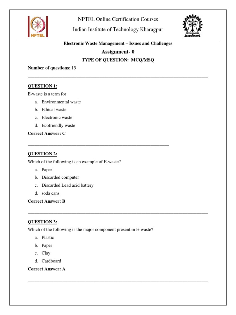 Week Zero Assignment and Solution - Ewaste | PDF | Electronic Waste | Waste