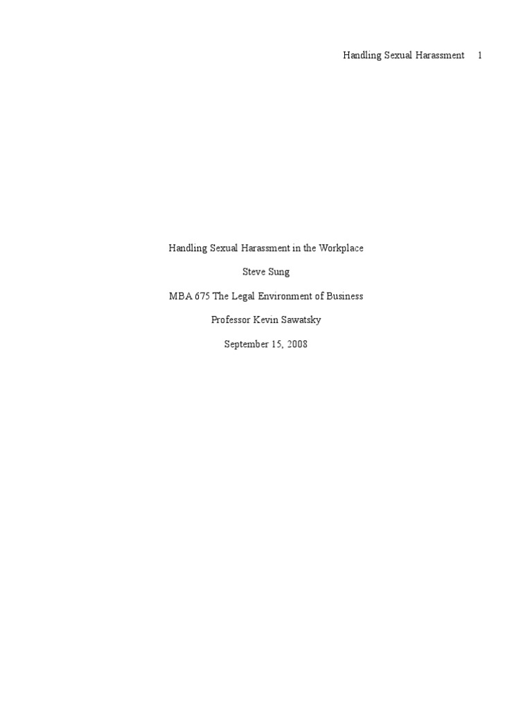 Handling Sexual Harassment in The Workplace | PDF | Sexual Harassment ...