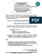 COMUNICADO #05/2022: Depositos de Inscripciones Materias Civ2023