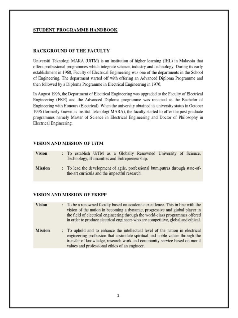 Student Programme Handbook: Vision | PDF | Electrical Network ...
