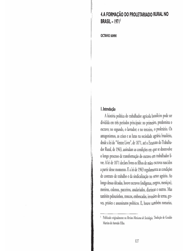 Formação do Proletariado Rural no Brasil | PDF | Agricultura | Economia