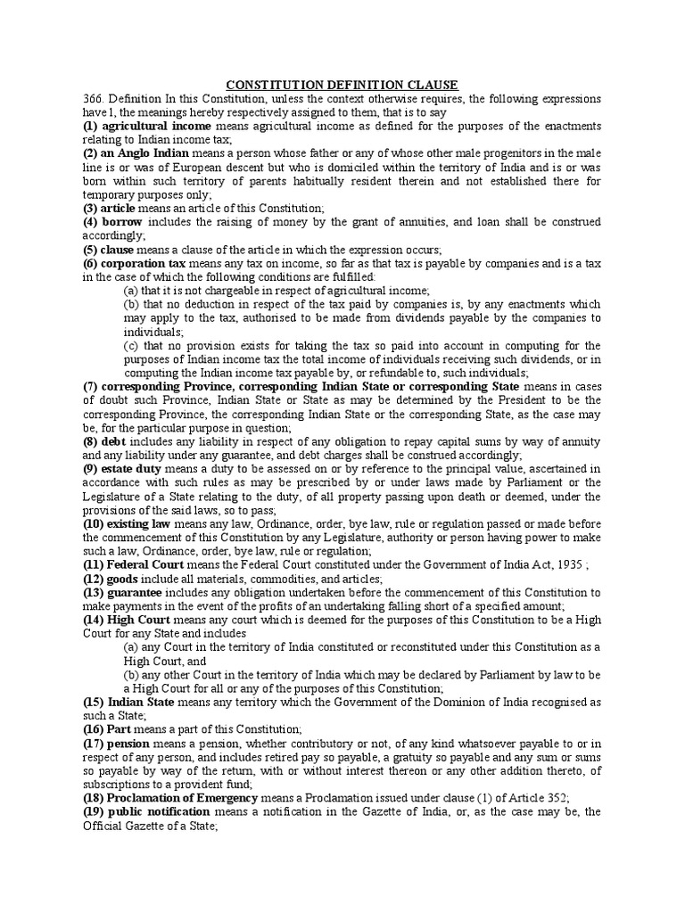 Constitution Definition Clause PDF Taxes Guarantee