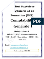 Institut Supérieur D'ingénierie Et de Formation (ISIF) : Comptabilité Générale 1