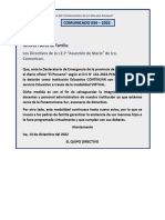 Señores Padres de Familia:: Los Directivos de La I.E.P "Asunción de María" de Ica, Comunican