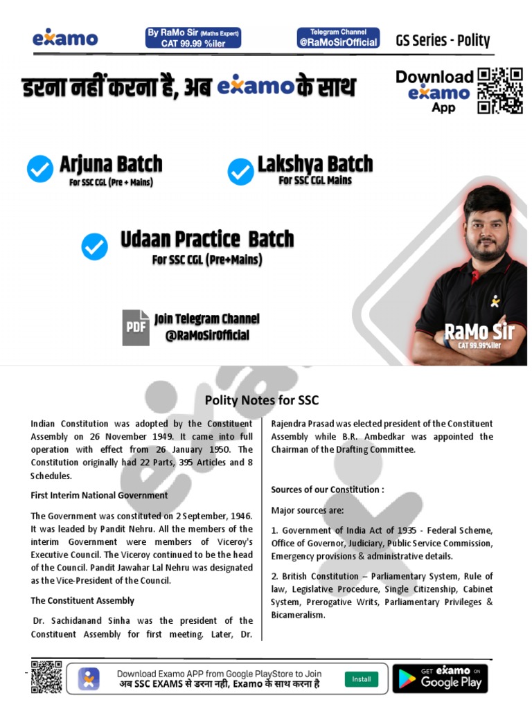 Indian Constitution Overview for SSC | PDF | Government Of India | Justice