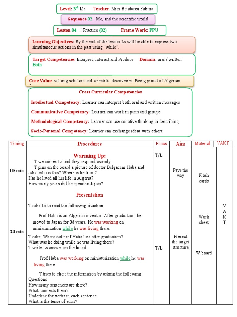 Teaching Simultaneous Actions in Past | PDF | Learning | Sentence ...