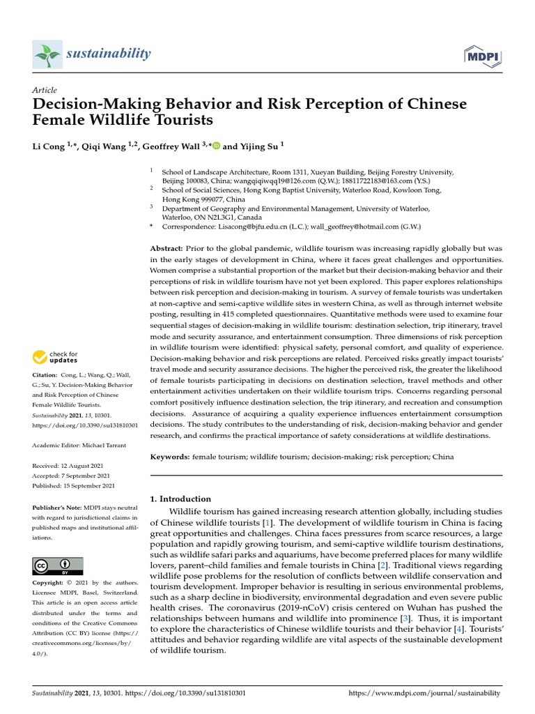 Decision-Making Behavior and Risk Perception of CH | PDF | Tourism | Risk