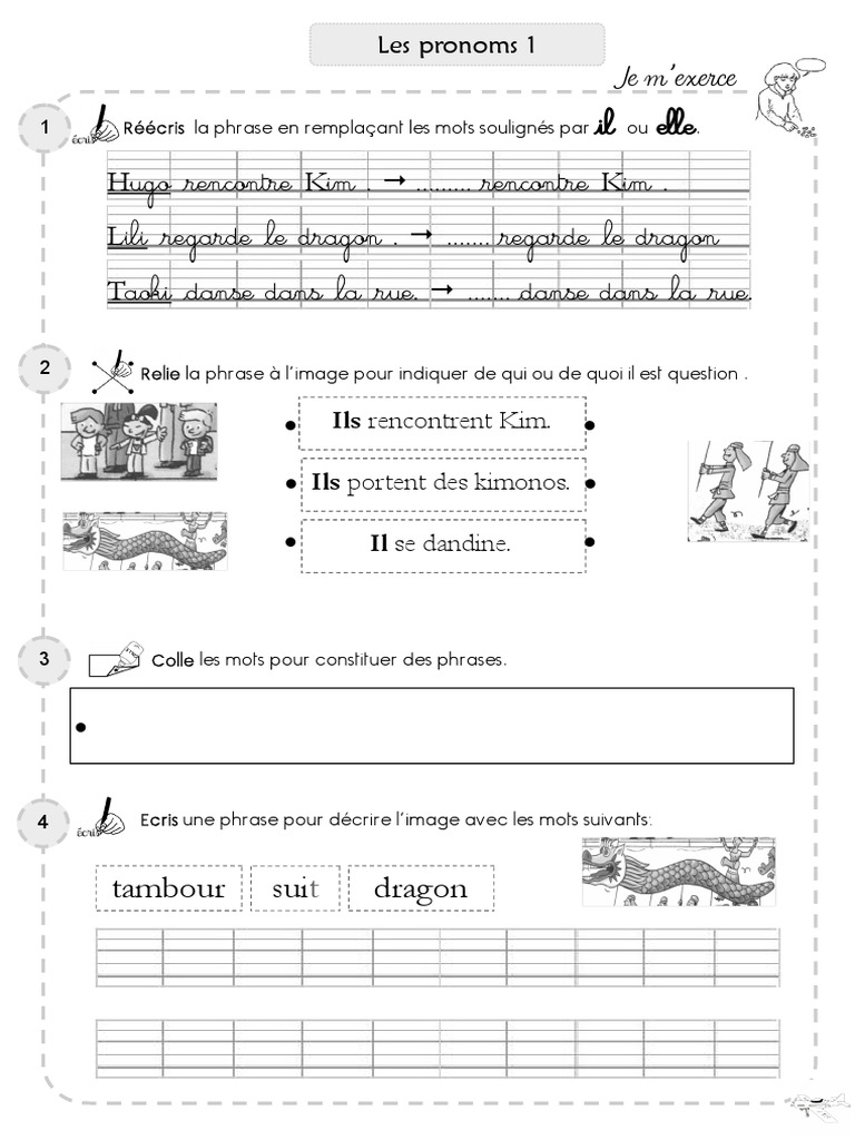 Grammaire M3 F16 Les Pronoms Il Elle Ils Elles 1 | PDF