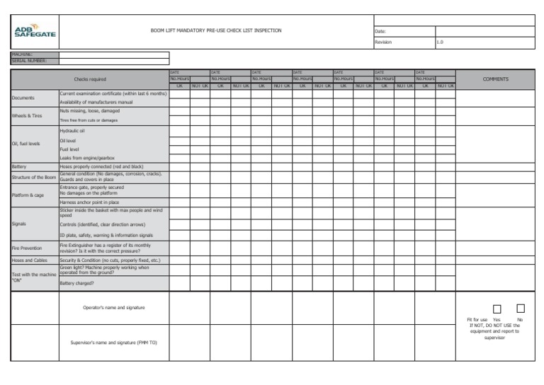 CheckList Daily Inspection of Manlift Rev.1 PDF Mechanical