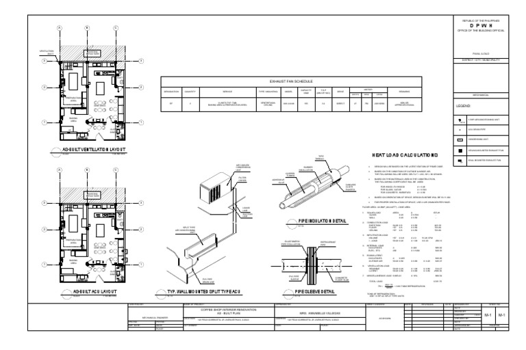 Heat Load Calculations As-Built Ventillation Layout: D P W H | PDF ...