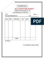 Sri Mahalaxmi Super Market: SL - No Date Particulars Qty Price Total