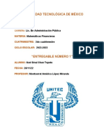 Universidad Tecnológica de México: Lic. en Administración Pública Matemáticas Financieras 2do Cuatrimestre 2022-2023